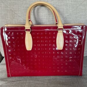 Arcadia Red and Tan Laptop Bag with Glossy Finish